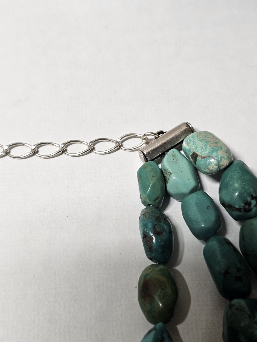 Vintage Jay King DRT Tripple Turquoise Bead Sterling Silver 21" Necklace - Picture 7 of 9